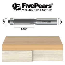 FivePears Flush Trim Router Bits 1/2 Inch Shank, 1-1/2 Inch Cutting Diameter, 1/2 Inch Cutting Length, Bottom Bearing Flush Straight Cut Trim Router Bit for Woodworking.