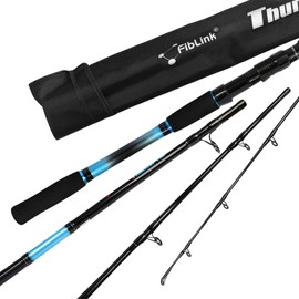 Fiblink 4-Piece 7-Feet Carbon Fiber Boat Fishing Rod Spinning Travel Portable Rod Tournament Fishing Pole for Fresh & Saltwater(Spinning-Blue-MH)