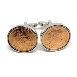 Premium 2015 10th Tin wedding Anniversary 10 year Tin birthday/Anniversary 2015 Coin cufflinks
