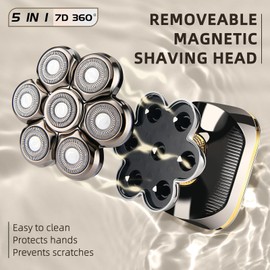 Electric Head Shavers for Bald Men, Upgraded 7D Electric Razor for Men - IPX 6 Wet Dry Head Shaver with Nose & Ear Trimmer, LED Display, Anti-Pinch Technology