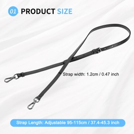 SUIKIHUM Bag Shoulder Strap, (37.4"-45.3" Adjustable Replacement Conversion Kit) Genuine Leather with Metal Black Buckle for Women (Black)
