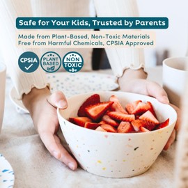 Nook Theory 4 Pack Bamboo Bowls - 22 Oz Reusable Bowl, Dishwasher Safe - Not Microwavable Bamboo Dishes (Fiesta)