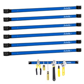 Rechabite 6 Pieces 24" Magnetic Tool Holder Strip, Blue Magnet Bar, Metal Tool Organizer Rack for Garage Organization, Easy To Install in Workshop, Mounting Screws Included