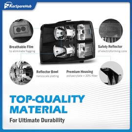 KarSpareHub Headlights Assembly for 07-13 Chevy Silverado 1500 for 07-14 Silverado 2500HD 3500 Headlamp Replacement Driver & Passenger Side W/Bulbs