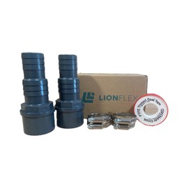 LionFlex PVC Connector Set 7-Piece – DN 50 x 38-32 mm | Pool Swimming Pool Pond Hose | 2 x PVC Hose Connector DN 50 x 38-32 mm + 4 x Hose Clamp W2 25-40 mm + 1 x Teflon Tape