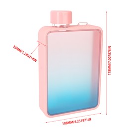 300ml Flat Water Bottle A5 Slim Water Bottle for Outdoor Sports Camping Gym Fitness Gradient Pink