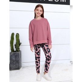 FoWear Teen Girl Clothes Sweatshirt Pullover Cheetah Leggings Outfit Set 2PCs Girls Size 14 Clothes