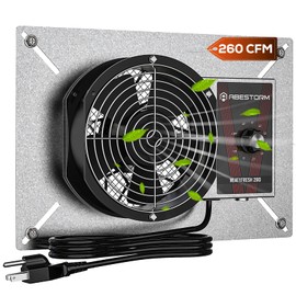 Abestorm 260CFM Crawlspace Ventilation Fans, IP-55 Rated Exhaust Fan with Humidistat Thermostat, 6.7 Inch Basement Vent Fan with Isolation Mesh for Crawl Space, Garage, Attic, Exhaust,Commercial