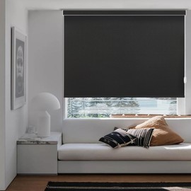 Changshade Size Custom Corded Roller Shades, Blackout Roller Window Blinds with Thermal Insulated for Office, Living Room, Bedroom, Kitchen, Easy Installation Black ZZCML-ROL-BK-TA