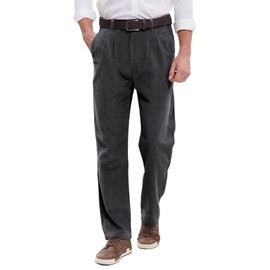 IDEALSANXUN Mens Corduroy Pants Pleated Casual Straight Leg Fall Winter Dress Pant Trouser(Dark Grey, 32)