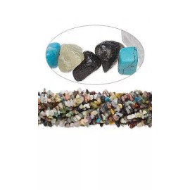 50 Pieces Assorted Natural & Manmade 4mm - 7mm Gemstone Chip Beads with Hole