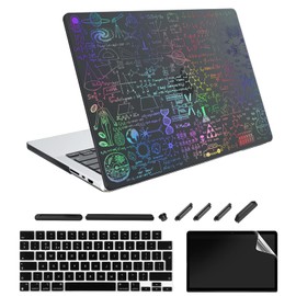 AiGoZhe MacBook Pro 16 Inch Case 2021 Release A2485 M1 Pro/Max with Touch ID, Dazzling Plastic Crystal Black Shell & Screen Protector & Keyboard Skin Cover, Colorful Formula