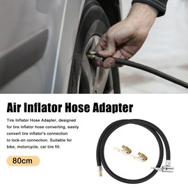 X AUTOHAUX 1 Set 80cm 31.5" Tire Valve Connect Pipe Air Chuck Inflator Tyre Inflator Hose Undeflatable Connector with 2pcs Valve Adapters