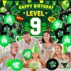 Video Game Themed 9th Birthday Party Decorations Green Black Happy