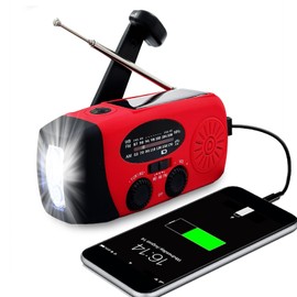 Emergency Hand Crank Radio with 3 LED Flashlight, AM/FM NOAA Weather Radio, 2000mAh Portable Radio with SOS Alarm, USB-C Charged & SOS Alarm & Flashlight for Indoor/Outdoor Emergencies (Red)