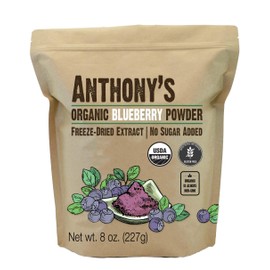 Anthony's Organic Blueberry Powder, 8 oz, Freeze-Dried, Gluten Free, Non GMO