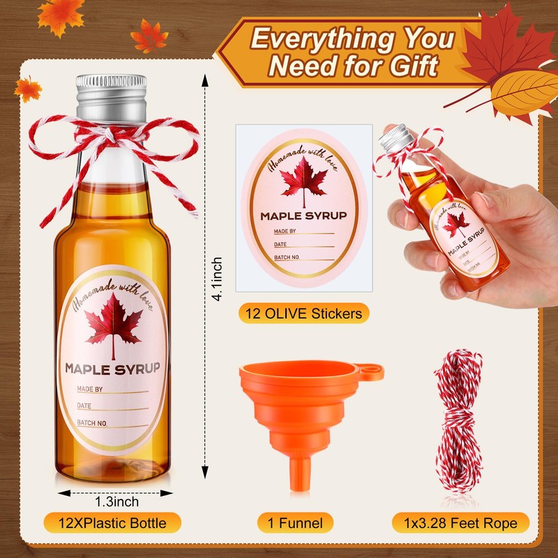 Blushtier 12 Set Syrup Bottles with Maple Syrup Stickers Pour