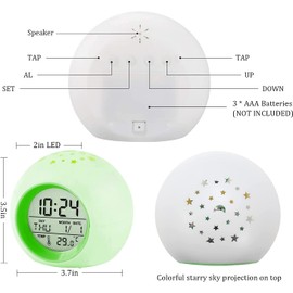 HSDSH Children's Digital Alarm Clock with Light Children's Alarm Clock Boys Girls 7 Colours Changing Alarm Clock with Projection Children's Room Birthday Gift for School Gift for Children (Green)