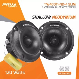 PRV Audio 2x PRV 240W Shallow Super Tweeter Neodymium TW400Ti-Nd-4 SLIM 4 Ohm 3" Rounded