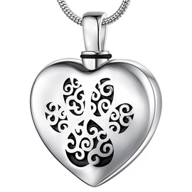 Fanery Sue Pet Ashes Necklace Cremation Jewelry Pet Memorial Gifts Heart Pendant for Loss of Dog Cat Pet Urn Necklaces Rainbow Bridge Keepsake Sympathy Gift for Women (Paw print heart ashes necklace)