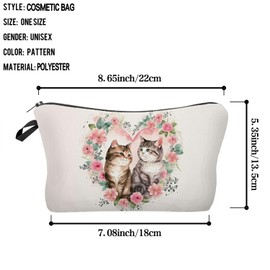 Livel lhood Cartoon Cat Makeup Bag Cute Small Organizer Bag Travel Toiletry Zipper Pouch Cartoon Cat Cosmetic Bag Birthday Love Present for Cat Lovers Women Friends BFF
