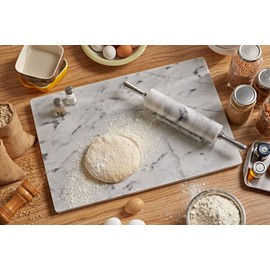 JEmarble Rolling Pin/Aluminum Handles 18 inch(Black)(Premium Quality) Polished Surface 18-inch(10"Barrel) Genuine Stone Non-stick Save Effort Easy to Clean