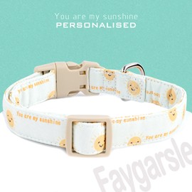 Faygarsle Sunshine Pattern Dog Collar, Adjustable Cotton Fabric, Cute Design for Small Medium Large Dogs M