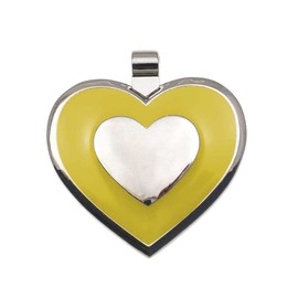 LuckyPet Pet ID Tag - Heart Shaped Jewelry Tag - Dog Tag & Cat Tag - Easy to Read Laser Engraving on The Back Side - Size: Small, Color: Yellow