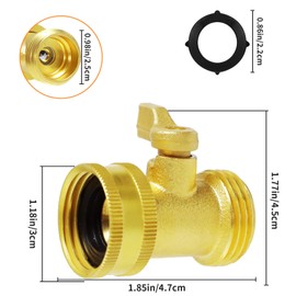 Solid Brass Garden Hose 3/4 Heavy Duty Hose Shut Off Valve Connector Valve Ball Valve 2 Pack With 4Pcs Washers