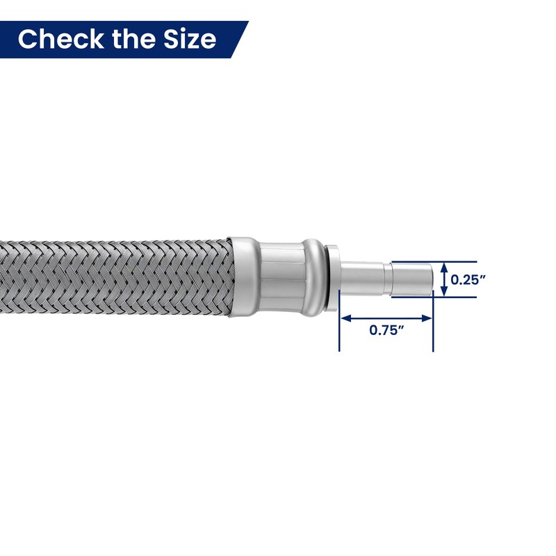 Solimeta Push-To-Connect Stainless Steel Hose Kit for Under Sink Water