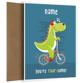 Dinosaur Birthday Card for Boys and Girls - You're Roar-some Christmas Cards for Kids. Cute card for boy or girl like son, daughter, grandson, granddaughter