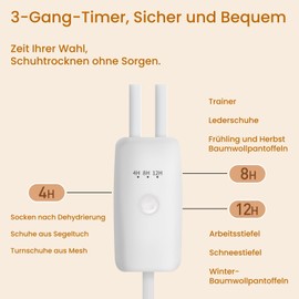 Electric Shoe Dryer, Shoe Dryer, Football Boots, Shoe Warmer, Shoe Dryer for Shoes, Boots with 4/8/12 Hour Timer