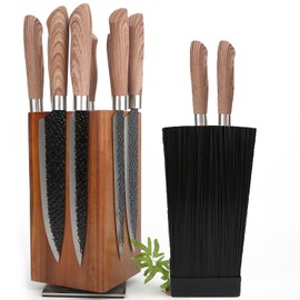 Resafy Magnetic Knife Wooden Block 360 Rotatable Knife Holder Rack Magnetic Stands with Strong Enhanced Magnets Kinves Strip