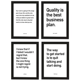 PicsonPaper, Set of 4 Business Quotes Unframed A4 Poster Quotes by Jeff Bezos, Steve Jobs, John Lasseter and Walt Dinsey, Startup, Entrepreneur, Motivation