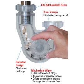 Permaflow Never Clog Transparent Abs 1-1/2" P-Trap (Includes 1-1/2" To 1-1/4" Reducing Gaskets) - For Kitchen & Bath/Lavatory