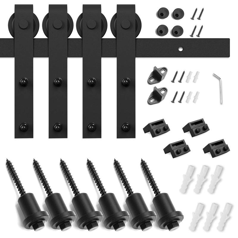SMARTSTANDARD 12 Feet Heavy Duty Double Sliding Barn Door Hardware