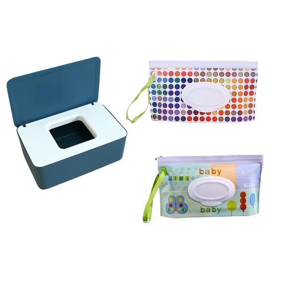 Wipes Dispenser,Wipe Holder Wet Wipe Dispenser Holder with 2Pcs Portable
