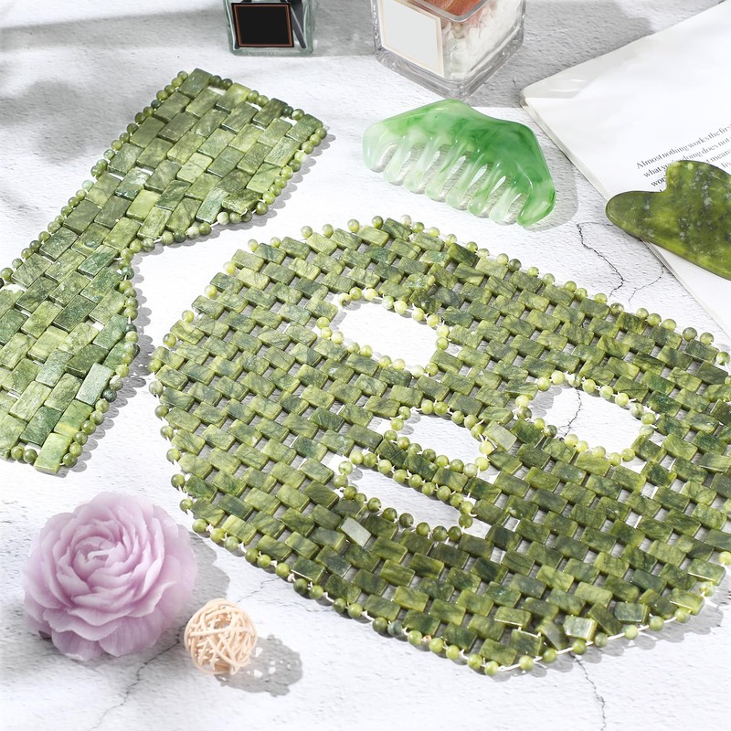 Demissle 4 Pcs Jade Eye Mask Jade Stone Facial Mask