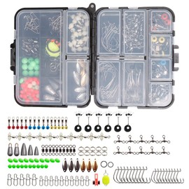 SANTUO 183Pcs Fishing Lures Accessories Kit Including Jig Worm Hooks Iron-Weights Rolling Barrel Swivels Snaps Sinker Slides Swivel Crank Carp Fishing Tackle Gear Set with Tackle Box