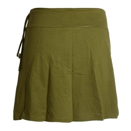 Vishes - Alternative Clothing - Extraordinary Women's Cotton Skirt with Large Embroidered Flower, olive