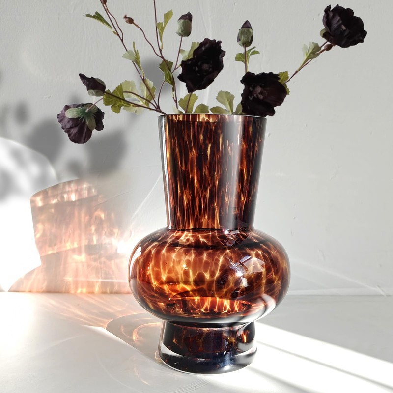 8" High Luxe Leopard Glass Vase — Unique Modern Amber