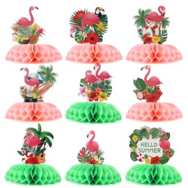 9pcs Flamingo Centerpieces for Tables, Summer Party Decoration Pink Flamingo Honeycomb Centerpiece Hawaii Luau Honeycomb Centerpieces Aloha Tropical Table Decorations for Party Supplies