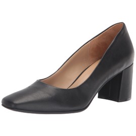 Naturalizer Womens Warner Square Toe Block Heel Pump,Black Smooth,5