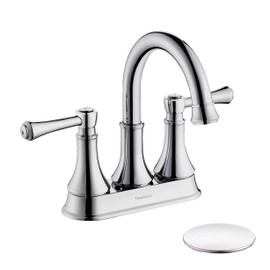 TimeArrow Two Handle Bathroom Faucet Chrome 4 inch Centerset Bathroom Sink Faucet with Drain Assembly, TAF067Y-CP