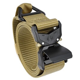 MOZETO Tactical Belt, Heavy-Duty Nylon Web Belt with Quick-Release V-Ring Buckle for Hiking, Work and Outdoor