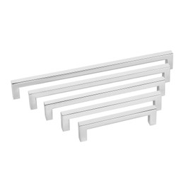 Gedotec H10002 Square Furniture Handle Kitchen Cabinet Handle 128 mm Modern Drawer Handle Polished Chrome Hole Spacing 128 mm Pack of 1 Design Dresser Handle Chrome-Plated with Screws