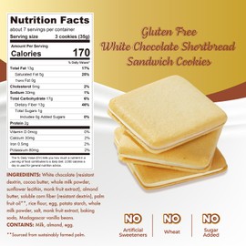 ChocZero Chocolate Cookies, White Chocolate Jolies, Gluten Free, No Added Sugar, 20 Crispy Chocolate Filled Keto Cookies Per Box, 8 Ounce (Pack of 1)