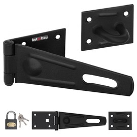 KOTARBAU® Hasp 150 x 75 mm Deadbolt Lock with Padlock Powder-Coated Steel Black Hasp Safety Hasp Gate Lock Garden Gate Latch Door Bolt Lockable Locking