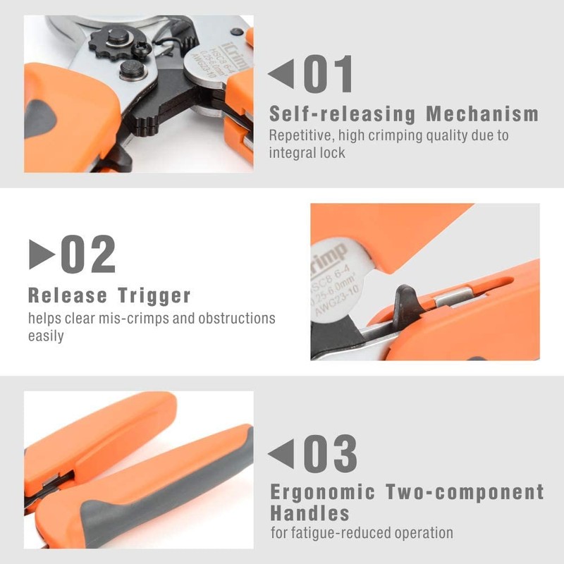 iCrimp Square Self-Adjustable Crimping Tools for AWG23-10 Bootlace End-Sleeves Ferrule,