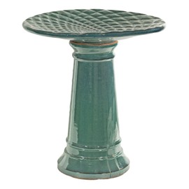 Sunnydaze Rennes 22.5" H Outdoor Ceramic Bird Bath - UV- and Frost-Resistant - Pedestal Design - Turquoise